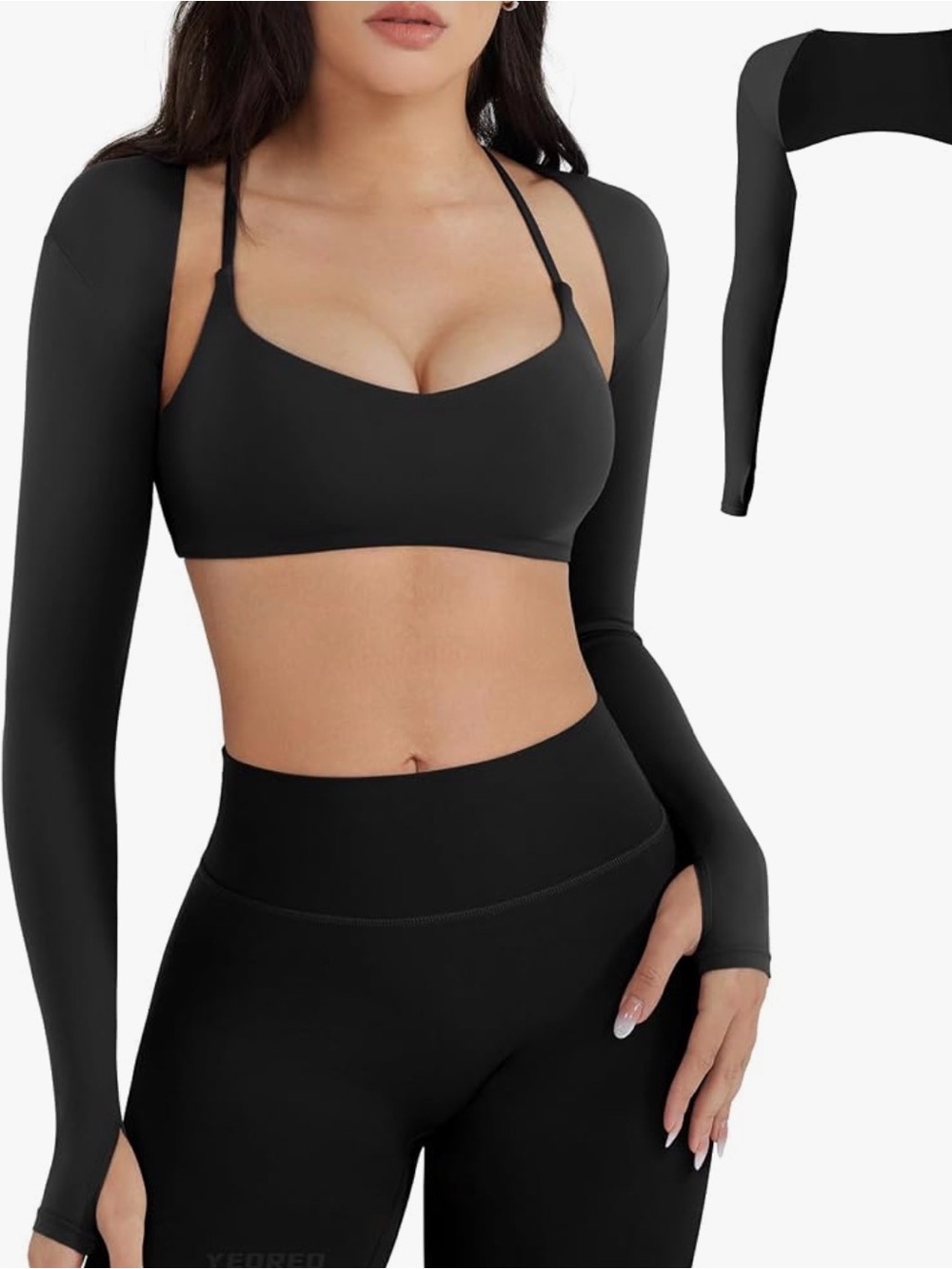 Black Women's Shrug Arm Sleeves - Seamless Long Sleeve Bolero